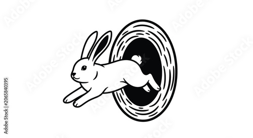 Rabbit running through a tunnel fast.