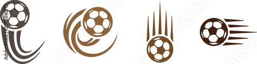 Konstfotografi Brown football logos with vertical spike drop lines and circular wave trails