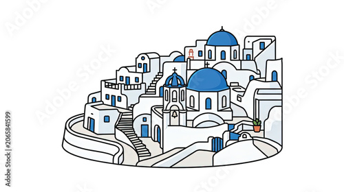 Santorini Greek Village White Houses.