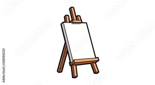 Wooden Easel with Blank Canvas.