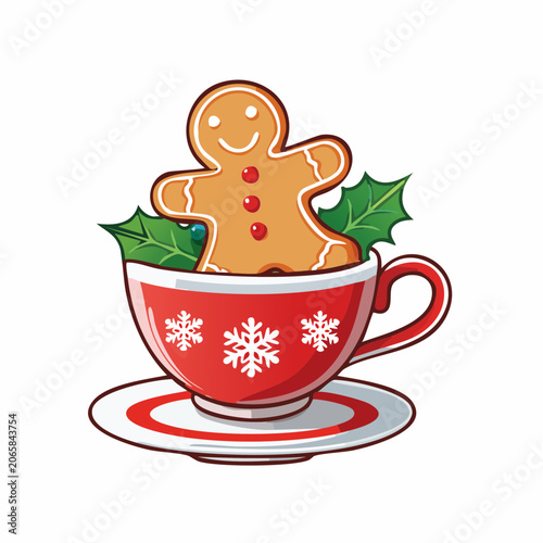Gingerbread Man in a Festive Christmas Cup