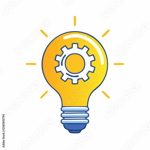 Light bulb with gear inside, symbolizing innovation and ideas