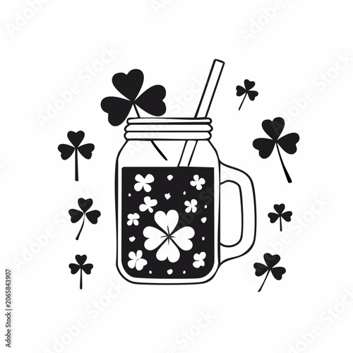 St. Patrick's Day Mason Jar Drink with Clovers