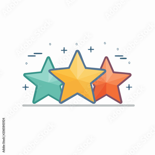 Three Colorful Stars Rating Icon