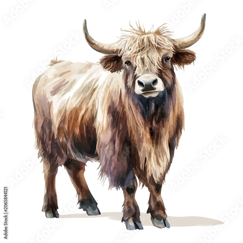 Foto Yak watercolor drawing vector, high-quality modern illustration on a pure white
