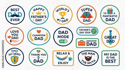 Father's Day stickers and badges for celebration