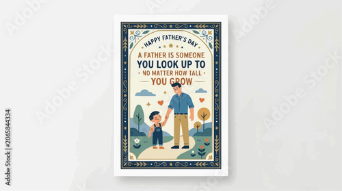 Father's Day Card Illustration of Man and Boy