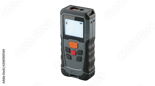 Handheld digital laser distance meter isolated on transparent background, a professional measuring device designed for precise distance measurement in construction