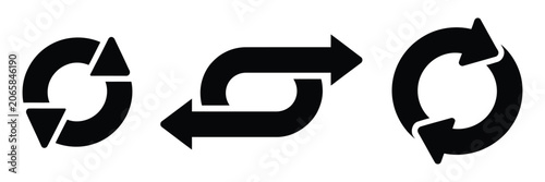 Obraz na plátně Direction reversal icon set with thin line arrows representing replace actions, switching, swapping, navigation controls, and process flow operations