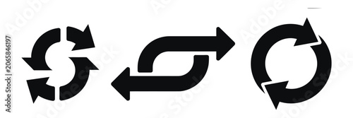 фотографія Thin reverse arrow icon set featuring replace action symbols, direction reversal icons, swap navigation elements, and editable stroke vector illustrations