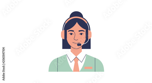 Woman wearing a headset smiling.