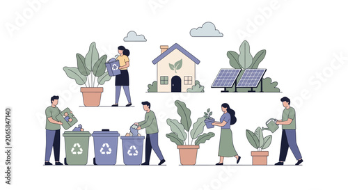People Recycling and Caring for Plants.