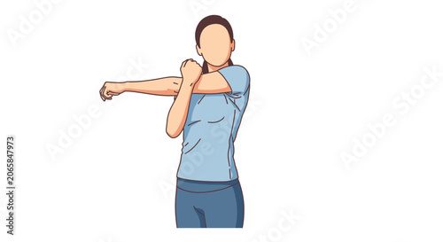 Foto Woman stretching her arm across her body, vector illustration