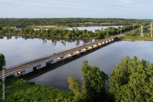 Cedar Rapids Iown, USA Railway Bridge Over Cedar River