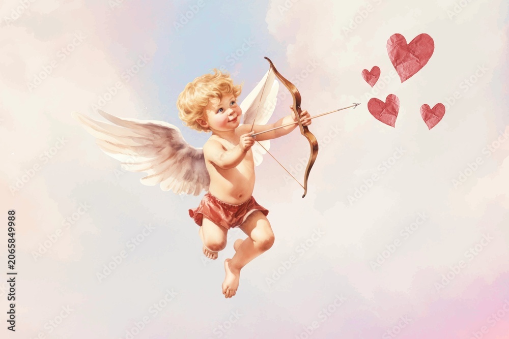 Naklejka premium Vintage cupid in the sky remix