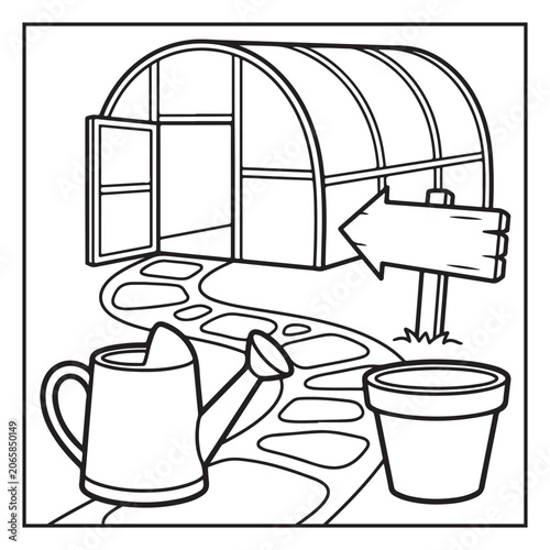 Summer Vacation Coloring Page with Beach, Camping, Picnic, Garden, Travel and Outdoor Leisure Activities – Black and White Line Art for Kids and Adults,