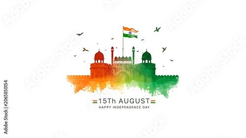 Watercolor Red Fort Illustration for 15th August Independence Day