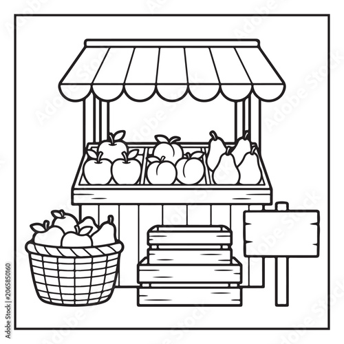 Summer Vacation Coloring Page with Beach, Camping, Picnic, Garden, Travel and Outdoor Leisure Activities – Black and White Line Art for Kids and Adults,