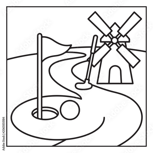 Summer Vacation Coloring Page with Beach, Camping, Picnic, Garden, Travel and Outdoor Leisure Activities – Black and White Line Art for Kids and Adults,