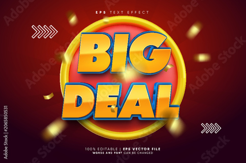 Big Deal Super Promo 3D Cartoon Editable Text Effect Style