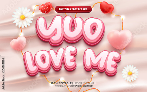 you love me soft pink 3d editable text effect