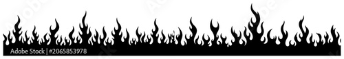 Fire flames silhouette forming horizontal bottom border in minimalist style