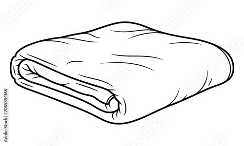 Fotografie Folded Blanket Outline Vector Illustration