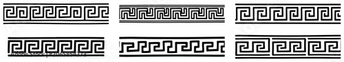 Fotografie Greek key meander border patterns in classical geometric style