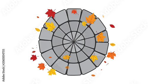 Pie chart with colorful autumn leaves.