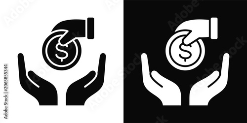 Bild auf Leinwand Salary Payment Icon sheet with black and white background style collection