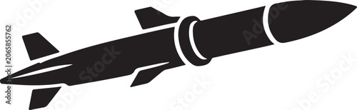 Cuadro en lienzo Warship Strike Missile Silhouette Vector Icon Naval Defense Weapon Military Equi