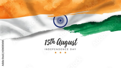 Watercolor Indian Flag Independence Day Banner