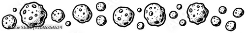 Fotografía Asteroid and meteor space rock border for astronomical design in hand drawn dood
