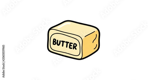 Butter block dairy product illustration.