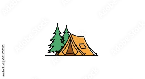 Camping Tent in Forest Environment.