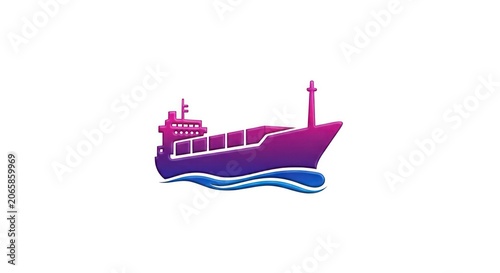Cargo ship sailing on ocean waves.