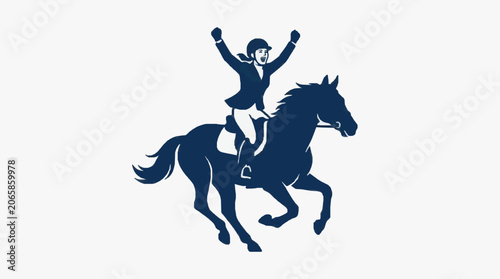 Bild auf Leinwand Blue horse silhouette jumping with joy in midair.