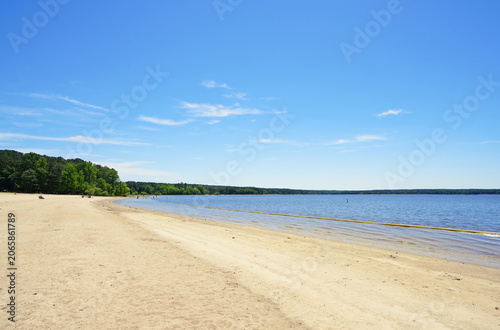 The beach at Falls Lake near Raleigh, North Carolina. The lake serves as a source of drinking water and a recreation spot for Raleigh