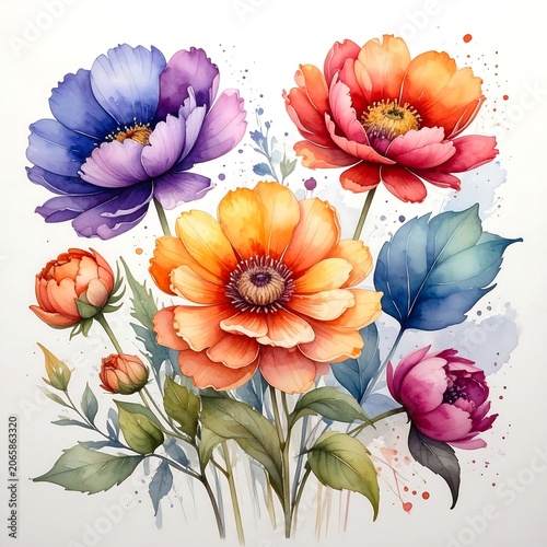 Colorful bouquet of fresh spring flowers in vase.