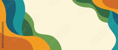 bright vibrant paper waves abstract banner design. Elegant wavy vector background 