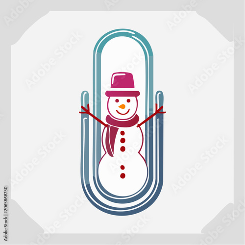Stylized Snowman Inside a Paperclip