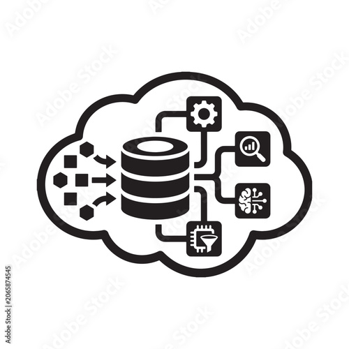 Data pipeline icon representing autonomous workflow automation and intelligent data processing