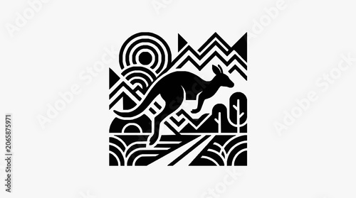 Foto Black and white illustration of a wolf head with intricate patterns