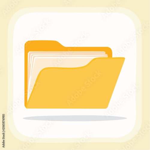 Open Yellow Folder with Documents