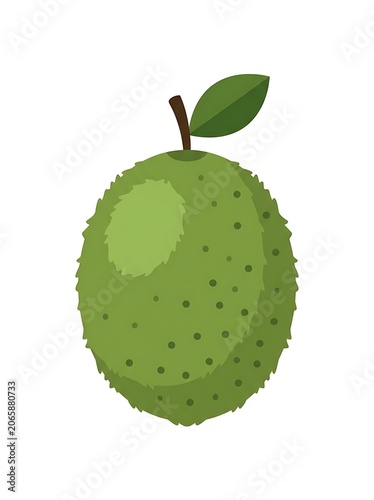 Fresh green pear with leaf on white background.