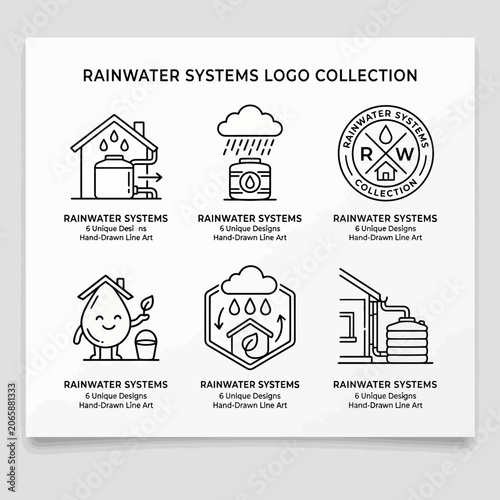 Rainwater Systems Logo Collection Icons.