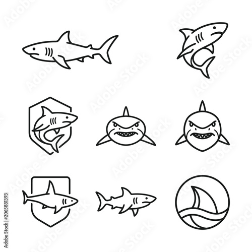 Shark icons and logos designs.