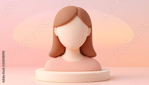 Minimal female avatar profile icon in soft pastel colors, ideal for user accounts, social media, and applications.