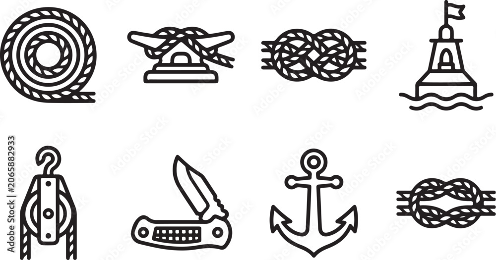Fototapeta premium Set of nautical and sailing icons