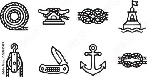Fotografie Set of nautical and sailing icons